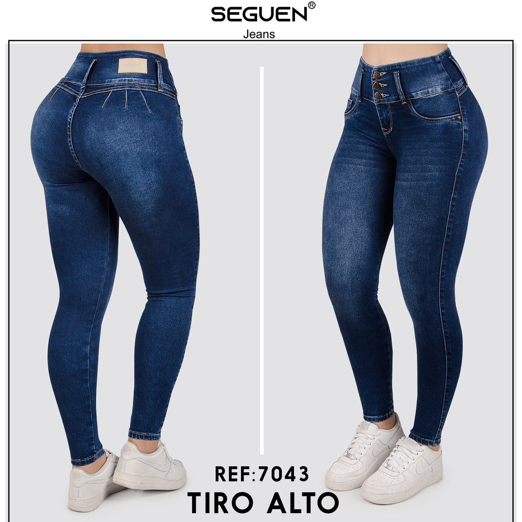 Jeans Mujer Tiro Alto Pretina ancha Ref 7043 – SEGUEN JEANS